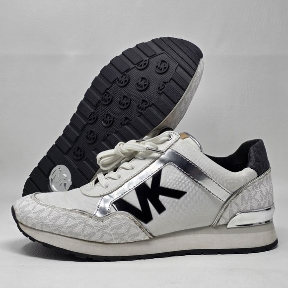 MICHAEL KORS Women's MADDY Two-Tone Logo Trainer Sneakers Size 10 Pre-owned - Picture 1 of 10